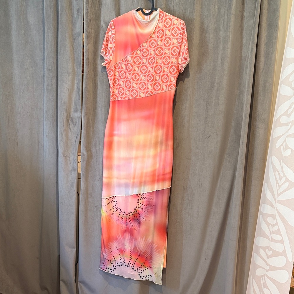 Another Girl Women's Midi Dress in Pink and Orange